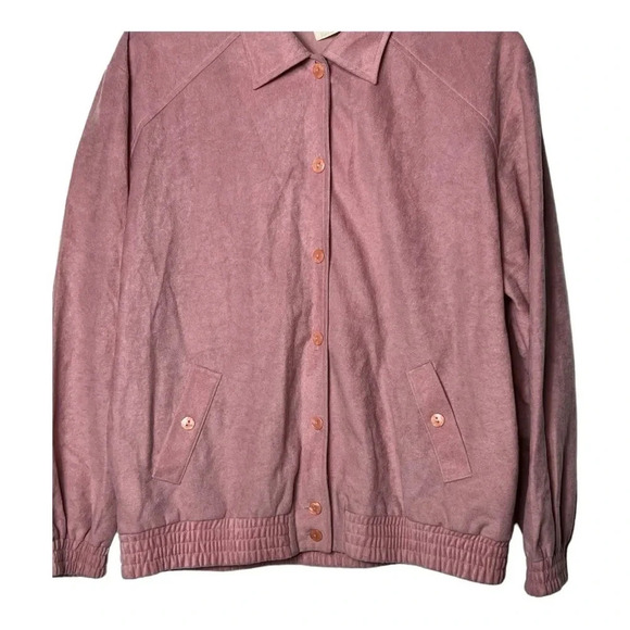 1605. VINTAGE TEDDI SPORT JACKET 100% POLYESTER SIZE PETITE MEDIUM PINK IN COLOR - Picture 4 of 9